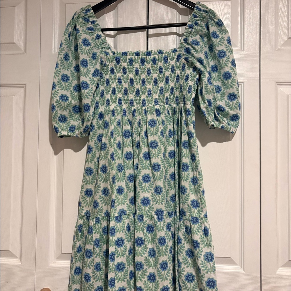 Floral Blue and Green Women's Dress